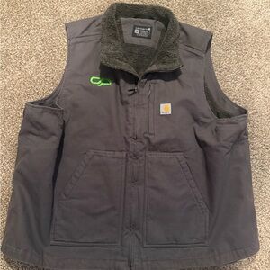 Carhartt Grey Sherpa-Lined Work Vest